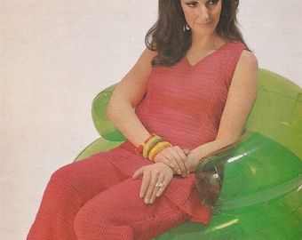 PDF crochet trouser suit pant retro INSTANT DOWNLOAD vintage crochet pattern 34-36 inch