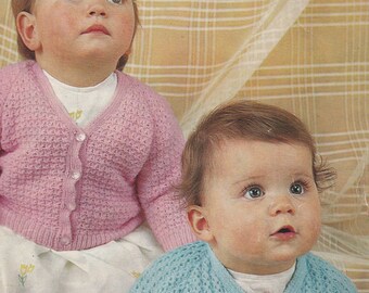 PDF baby cardigan two designs INSTANT DOWNLOAD vintage knitting pattern 19 inches to 22 inches