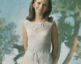 PDF crochet dress 1960s mini retro INSTANT DOWNLOAD vintage crochet pattern 32-38 inch