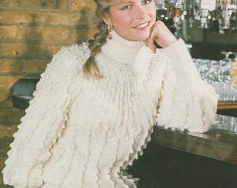 PDF womens chunky ribbed sweater INSTANT DOWNLOAD vintage knitting pattern  32 inches to 38 inches