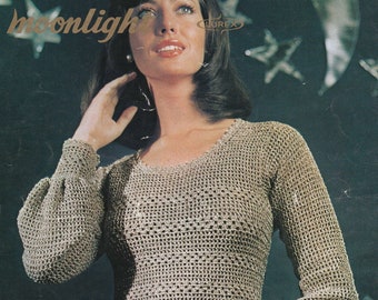 PDF crochet sweater long sleeved blouse top sweater INSTANT DOWNLOAD vintage crochet pattern