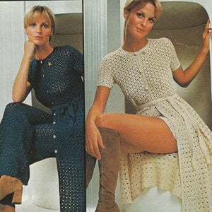 PDF crochet coat with trousers and shorts retro INSTANT DOWNLOAD vintage crochet pattern