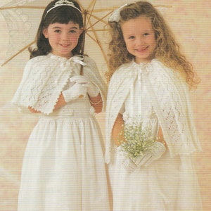 PDF girls pretty capes lace panel INSTANT DOWNLOAD vintage knitting pattern 22 inches to 32 inches image 1