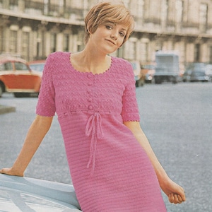 PDF crochet dress 1960s mini retro INSTANT DOWNLOAD vintage crochet pattern 32-38 inch