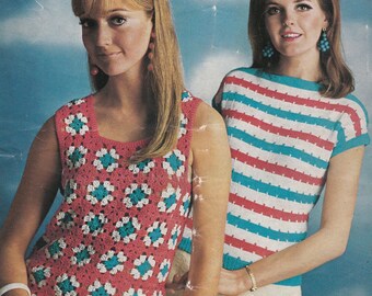 PDF knit and crochet summer tops INSTANT DOWNLOAD vintage crochet knitting pattern