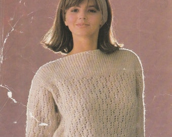 PDF womens lacy look sweater INSTANT DOWNLOAD vintage knitting pattern 30 inches to 38 inches