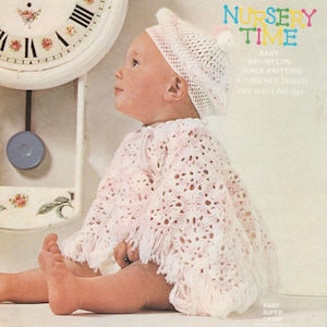 PDF crochet baby poncho and beret INSTANT DOWNLOAD vintage crochet pattern