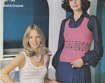 PDF knit and crochet summer tank top tops INSTANT DOWNLOAD vintage crochet knitting pattern