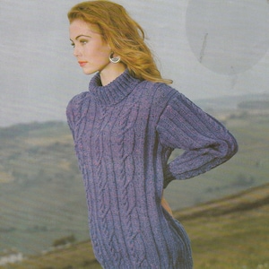 PDF womens cable and rib sweater polo INSTANT DOWNLOAD vintage knitting pattern 30 inches to 44 inches