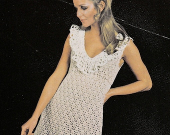 PDF crochet dress 1970s mini retro instant DOWNLOAD vintage UK crochet pattern