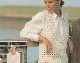 PDF crochet sleeveless waistcoat vest top two lengths INSTANT DOWNLOAD vintage crochet pattern