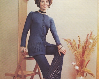 PDF knit and crochet trouser suit INSTANT DOWNLOAD vintage crochet British knitting pattern