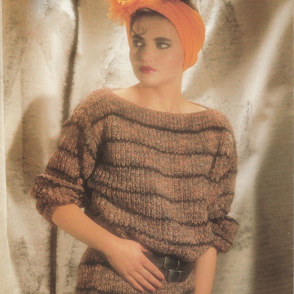 PDF womens slash neck sweater INSTANT DOWNLOAD vintage knitting pattern 30 inches to 40 inches