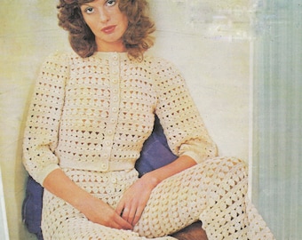 PDF crochet trouser suit retro instant DOWNLOAD vintage UK crochet pattern top and trousers