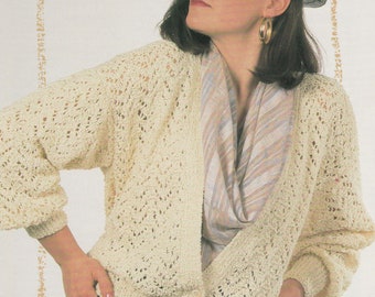 PDF womens lacy look cardigan jacket instant DOWNLOAD vintage UK knitting pattern