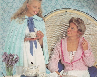 PDF womens bed jacket and cape INSTANT DOWNLOAD vintage knitting pattern 32 inches to 38 inches