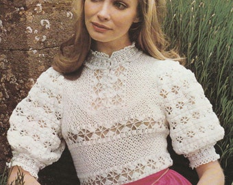 PDF crochet short sleeved blouse top INSTANT DOWNLOAD vintage crochet pattern