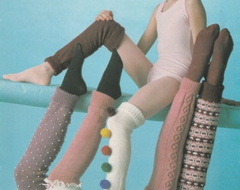 PDF leg warmers three sizes INSTANT DOWNLOAD vintage knitting pattern dk double knitting