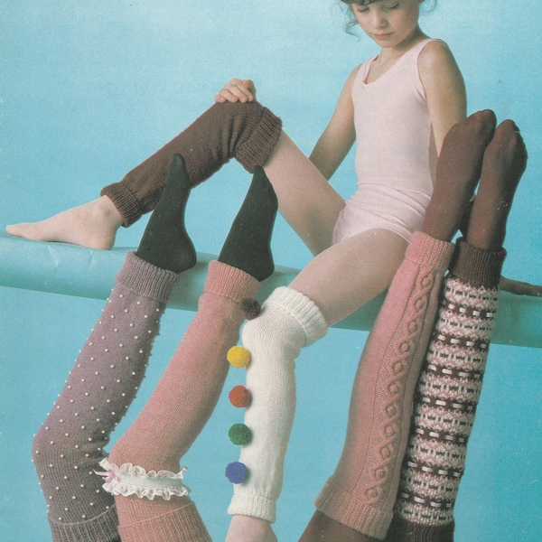 PDF leg warmers three sizes INSTANT DOWNLOAD vintage knitting pattern dk double knitting