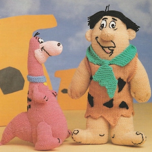 PDF Fred Flintstone and dinosaur INSTANT DOWNLOAD vintage knitting pattern