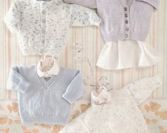 PDF baby toddlers sweaters and cardigans INSTANT DOWNLOAD vintage knitting pattern  16 inches to 22 inches