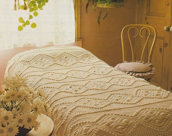 PDF bedspread and cushion knitted INSTANT DOWNLOAD vintage knitting pattern