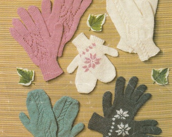 PDF mitts gloves mittens knitted INSTANT DOWNLOAD vintage knitting pattern dk double knitting