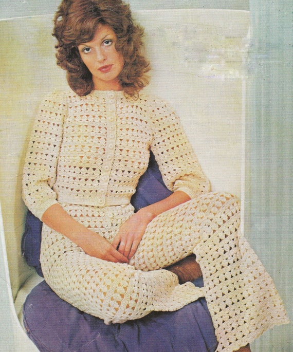 PDF Crochet Trouser Suit Retro Instant DOWNLOAD Vintage UK Crochet