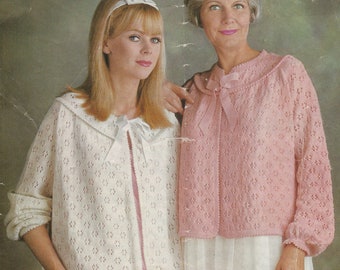 PDF womens bed jacket INSTANT DOWNLOAD vintage knitting pattern 33 inches to 44 inches
