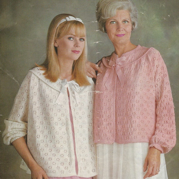 PDF womens bed jacket INSTANT DOWNLOAD vintage knitting pattern 33 inches to 44 inches