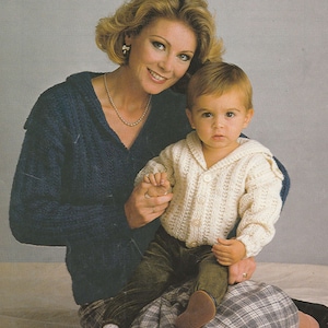 PDF woman child sailor suit cardigan jacket  INSTANT DOWNLOAD vintage knitting pattern 20 inches to 38 inches