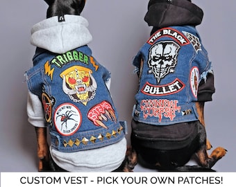 Denim Dog Vest - Custom Patched / Large Breed Denim Dog Coat / Dog Denim / Denim Dog Jacket / Denim Dog Vest / Custom Dog coat