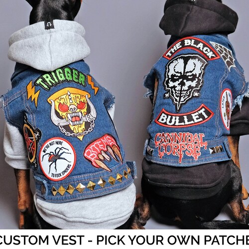 Denim Dog Vest Custom Patched / Large Breed Denim Dog Coat / Etsy