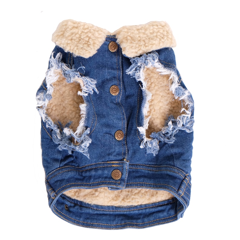Denim Dog Vest / Dog Jacket / Sherpa Denim Dog Coat / Dog Etsy