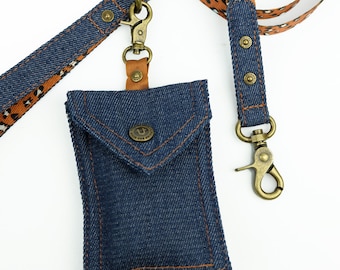 Soporte de bolsa de caca de perro, soporte de bolsa de caca de perro denim