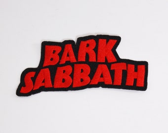 Embroidered Metal Patches For Dogs - Custom designed patches for dog battle jackets! BARK SABBATH