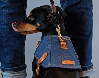Dog harness, Denim dog harness, Large dog harness, Small dog harness, Dog denim, Designer dog harness