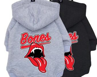 Dog hoodie, Rock dog clothing, Large dog hoodie, Small dog hoodie, Dog sweatshirt, Rolling Bones dog hoodie