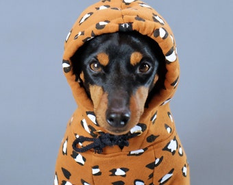 Leopard print dog hoodie, Leopard print dog sweatshirt, Dog hoodie, Dog sweatshirt, Dog coat, Large dog coat, small dog coat.