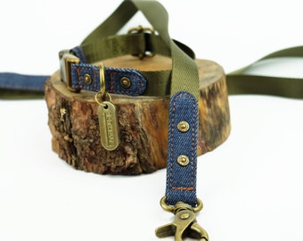 Dog Leash, Denim Dog Leash, Green Dog Leash