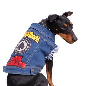 デニム犬用ジャケット / デニム犬用ベスト / 犬用ジャケット / 犬用ベスト / 犬用コート / 犬用デニム / 犬用バトルジャケット / クール犬用ジャケット / デザイナー犬用コート