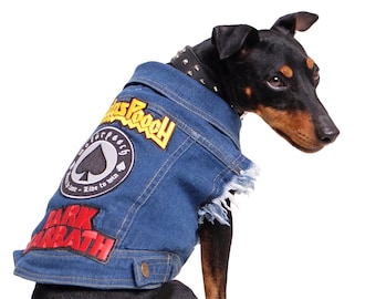 Denim Dog Jacket /  Denim Dog Vest / Dog Jacket / Dog Vest / Dog Coat /Dog denim / Dog Battle Jacket / Cool Dog Jacket / Designer Dog Coat