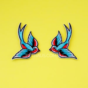 Swallow Patch, Iron on Patch, Rockabilly Patch, Bird Patch, Jail Patch, Biker Patch, Cool Patch, Tattoo Patch,