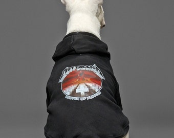 Dog hoodie, Rock dog clothing, Heavy metal dog hoodie, Large dog hoodie, Small dog hoodie, Dog sweatshirt, Master of puppies dog hoodie