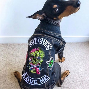 Denim Dog Vest Custom Patched / Large Breed Denim Dog Coat / Dog Denim / Denim Dog Jacket / Denim Dog Vest / Custom Dog coat image 6