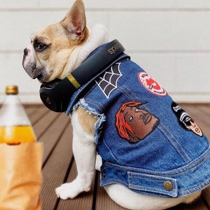 Denim Dog Vest Custom Patched / Large Breed Denim Dog Coat / Dog Denim / Denim Dog Jacket / Denim Dog Vest / Custom Dog coat image 7