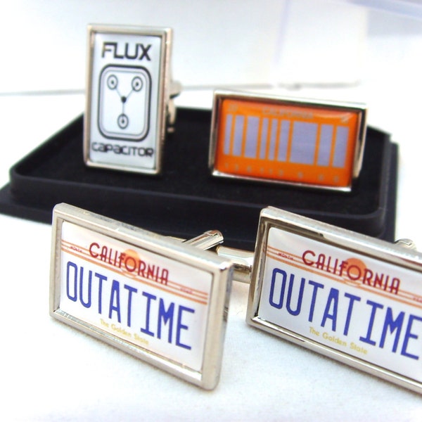 Back to the Future Car Number Plate Flux Capacitor Cufflinks Cuff Links