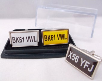 Custom Design Personalised Car Badge Licence Number Plate Cufflinks Cuff Links