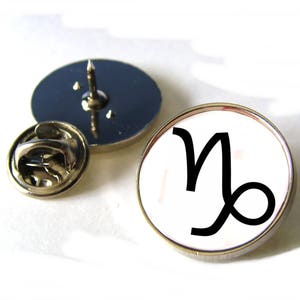 Zodiac Birth Star Sign Capricorn Lapel Pin Badge , Cufflinks , Keyring , Key Fob , Tie Slide Clip , Keychain , Cuff Links