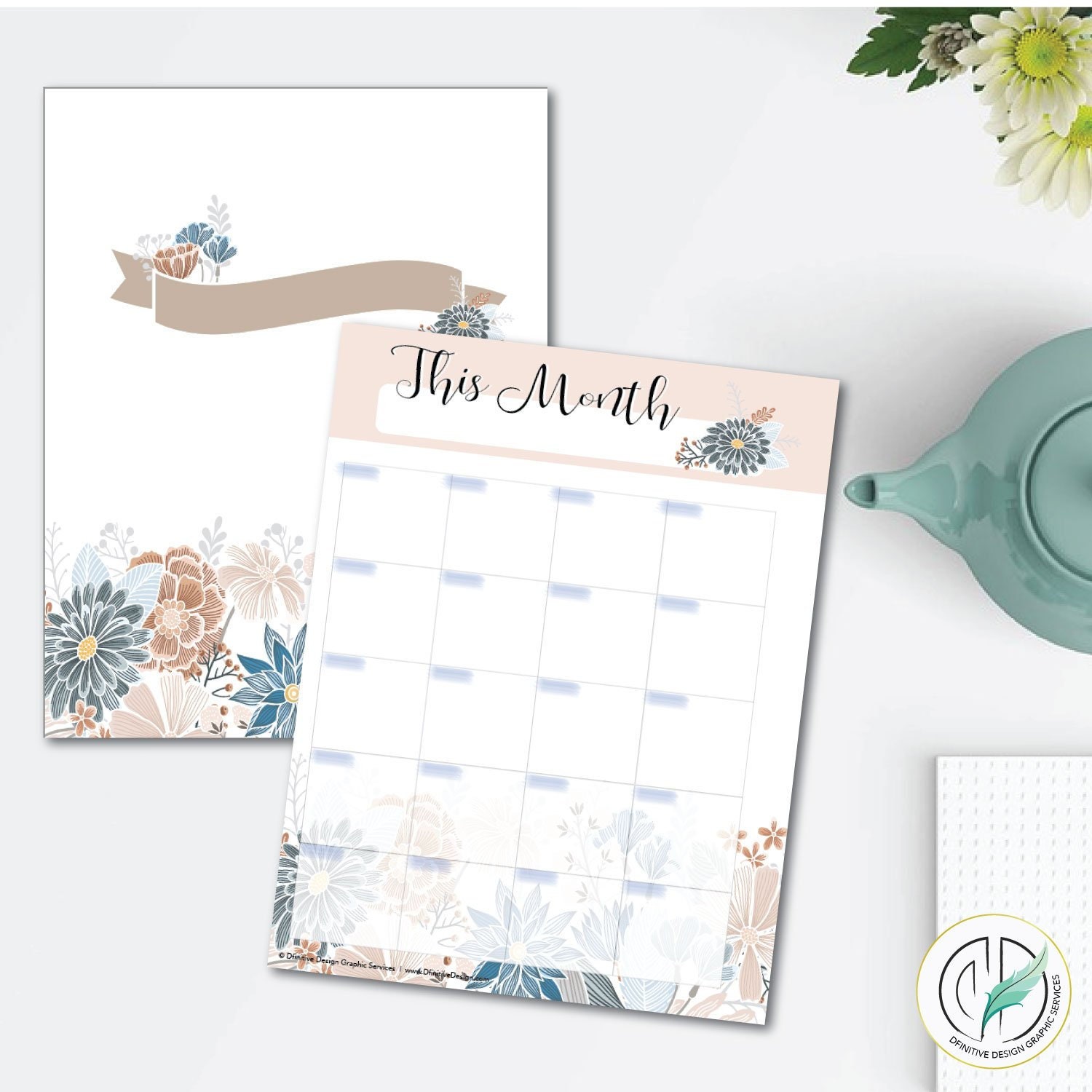 Natural Blooms Printable Planner Set - Monthly/weekly/hourly - 8.5 X 11 ...
